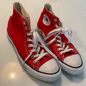 Women’s red high top converse shoes